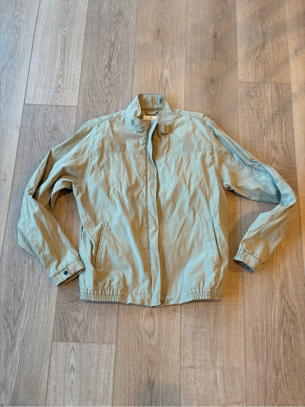 Antigua camel color bomber style Autumn jacket zip up mock neck pockets Medium